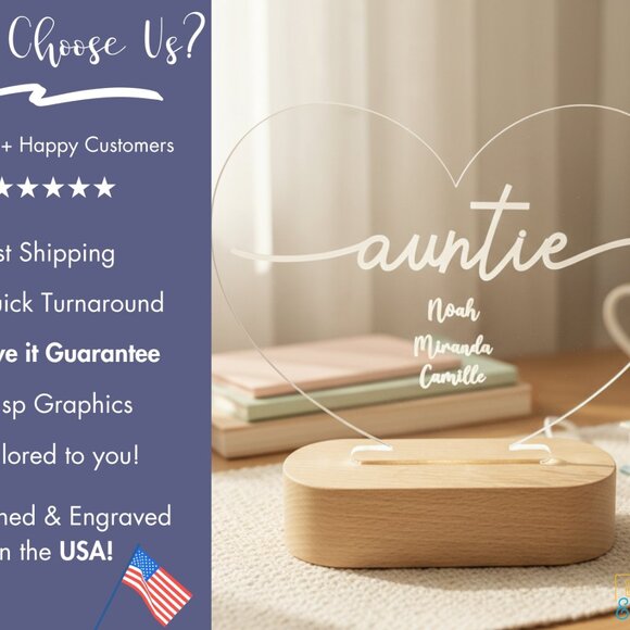 Mother’s Day Personalized Night Light | Custom Gift for Auntie, Titi & Nana - Picture 4 of 8